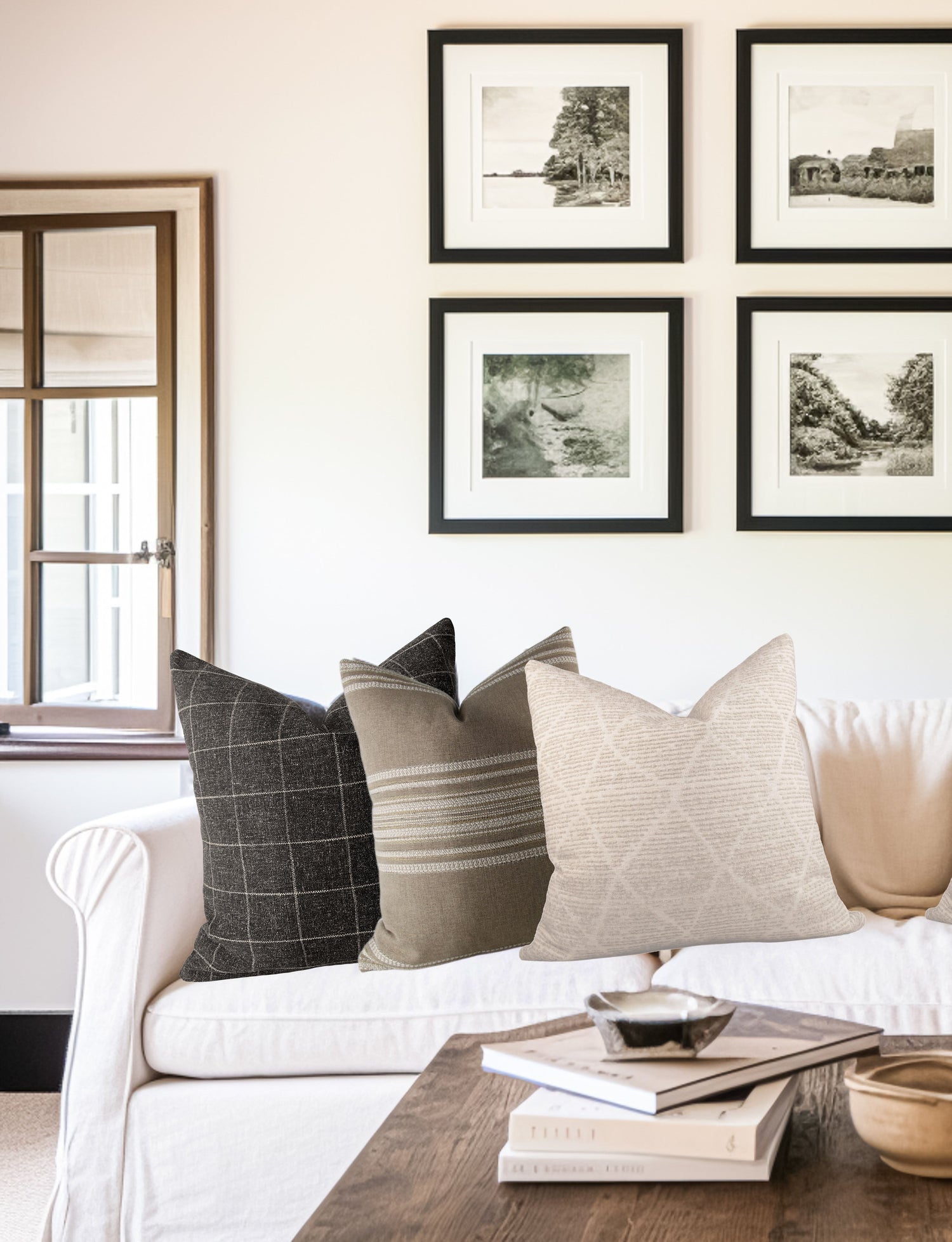 Best selling Kelly Modern pillows on a white sofa