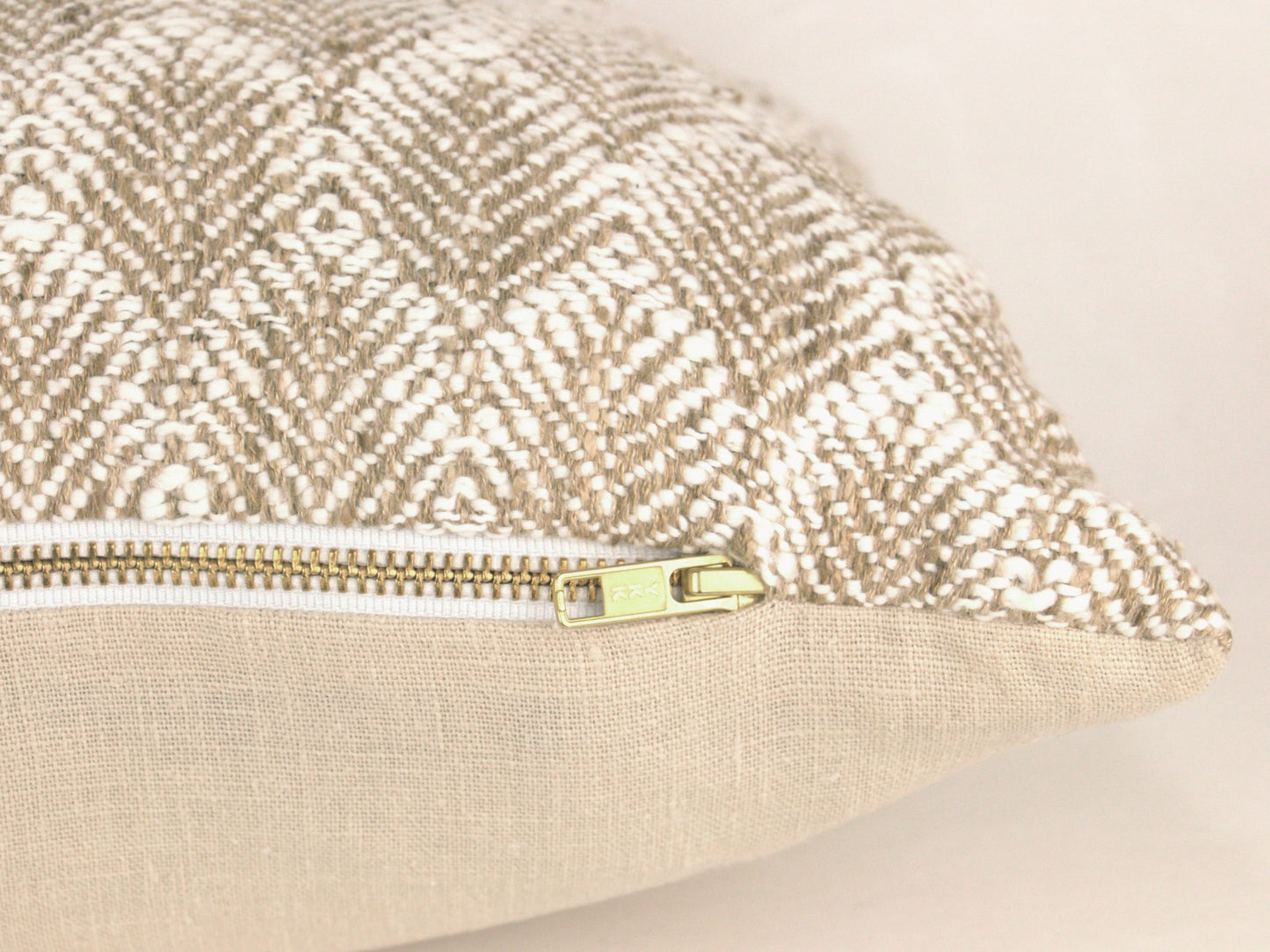 Beige, Tan & White Organic Leaf Pillow Cover