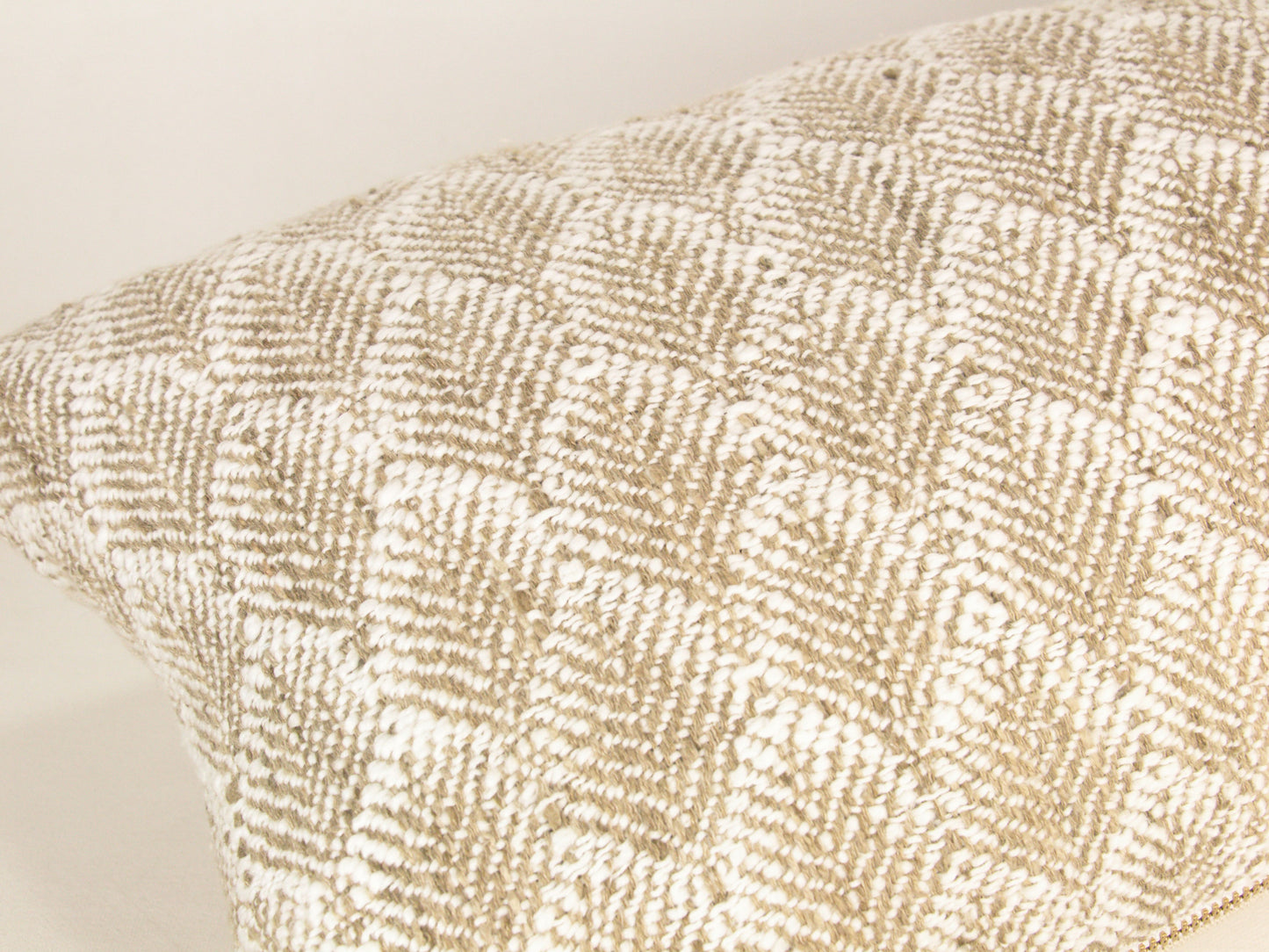 Beige, Tan & White Organic Leaf Pillow Cover