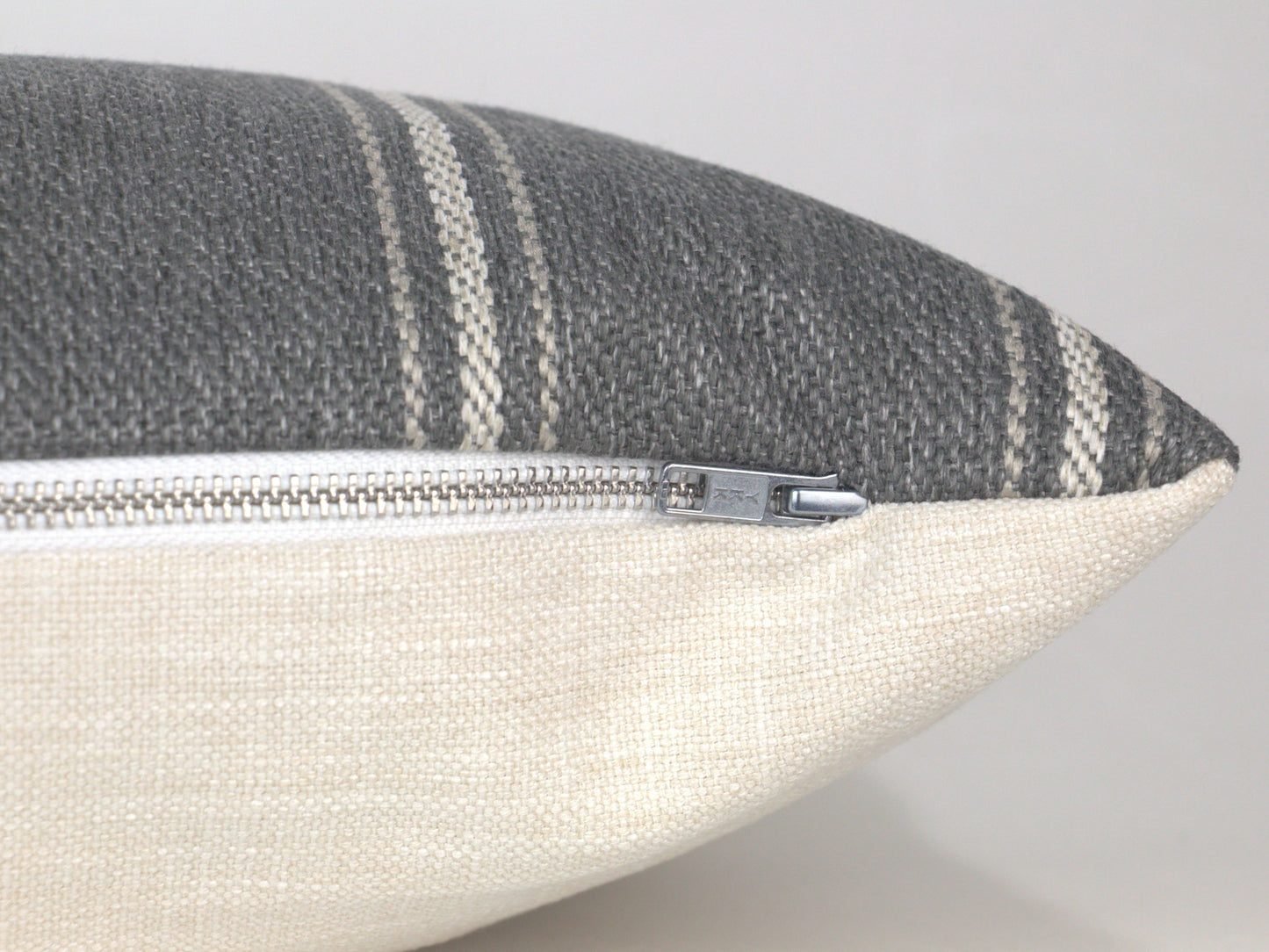 Grey Woven Striped Textured Pillow Cover, 12x20"
