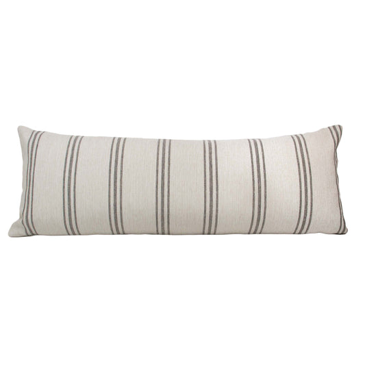 Cream & Black Farmhouse Stripe Long Lumbar Pillow Cover, 14x36"