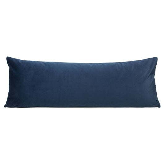 Slate Blue Velvet Long Lumbar Pillow Cover, 14x36"