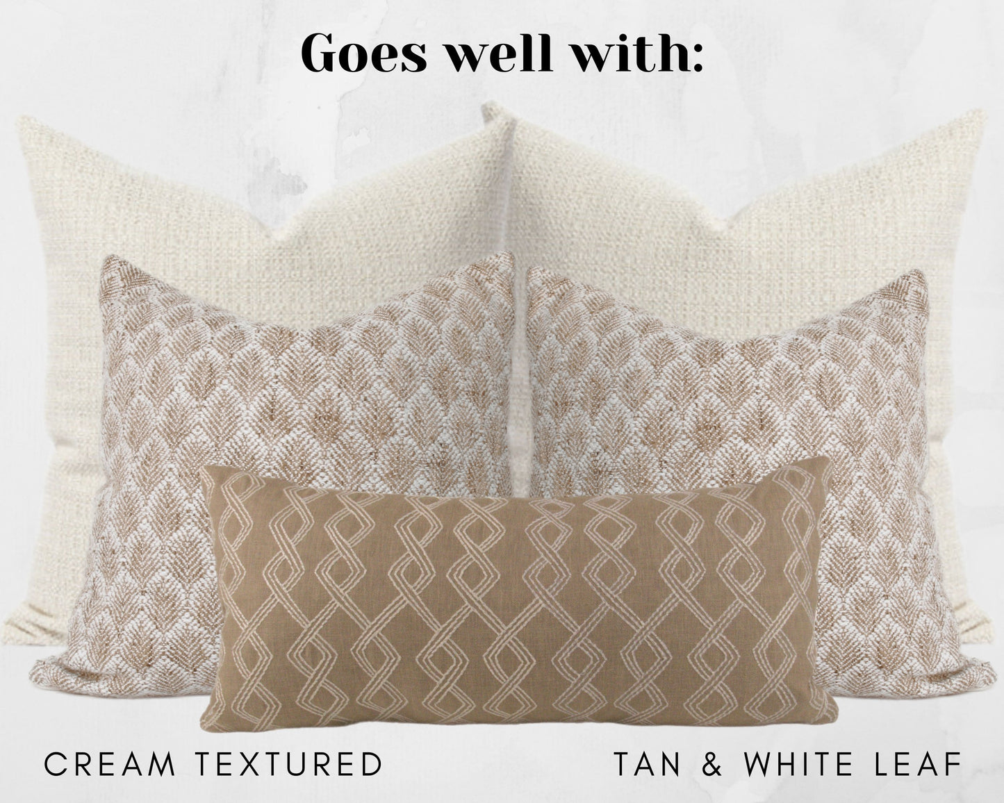 Beige Embroidered Lumbar Pillow Cover