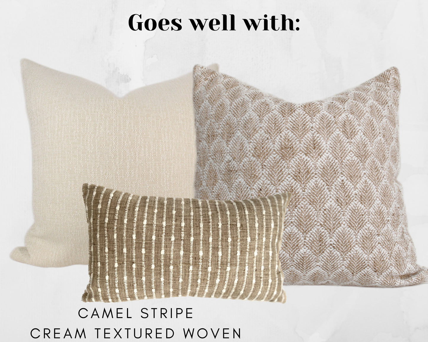 Beige, Tan & White Organic Leaf Pillow Cover