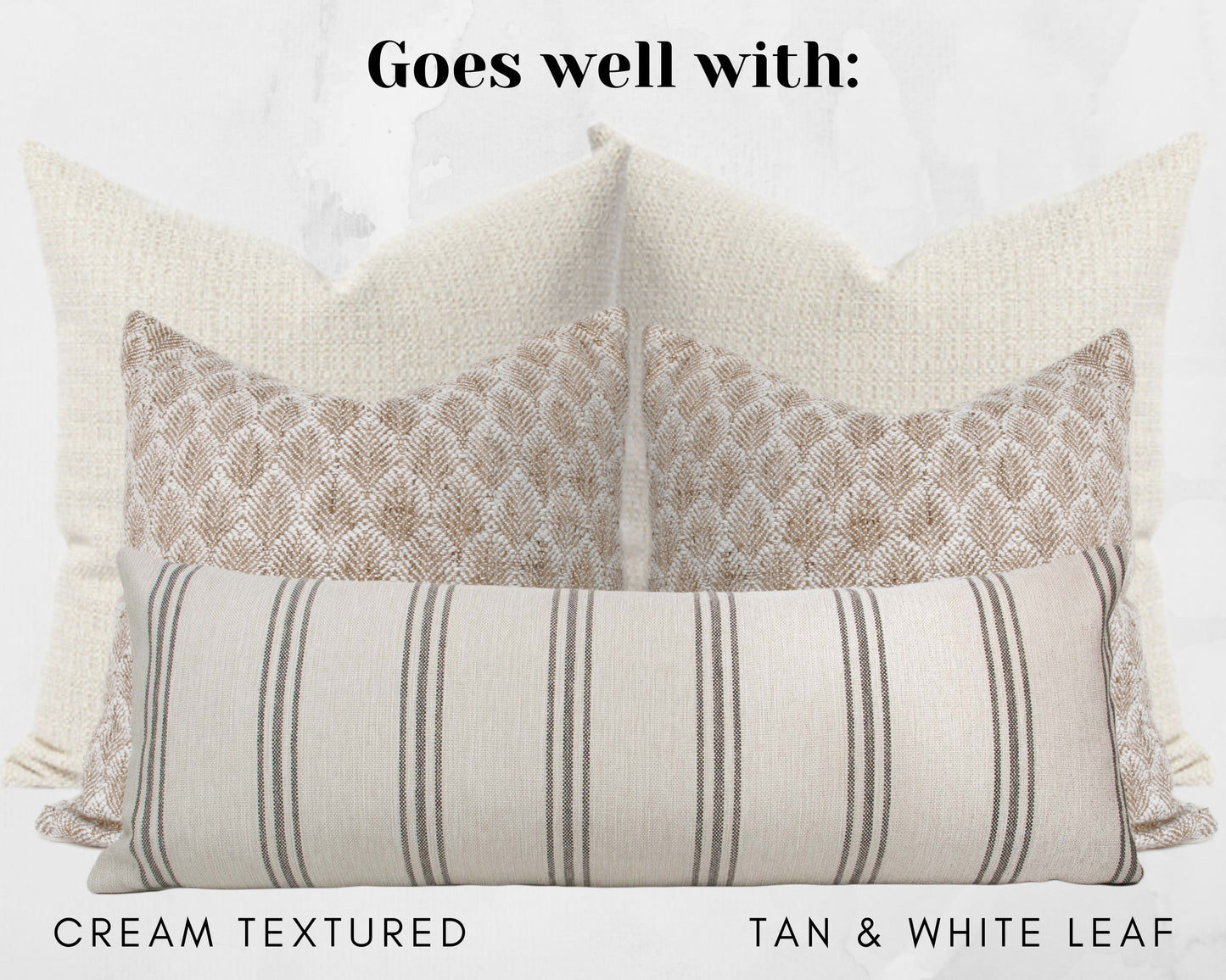 Cream & Black Farmhouse Stripe Long Lumbar Pillow Cover, 14x36"