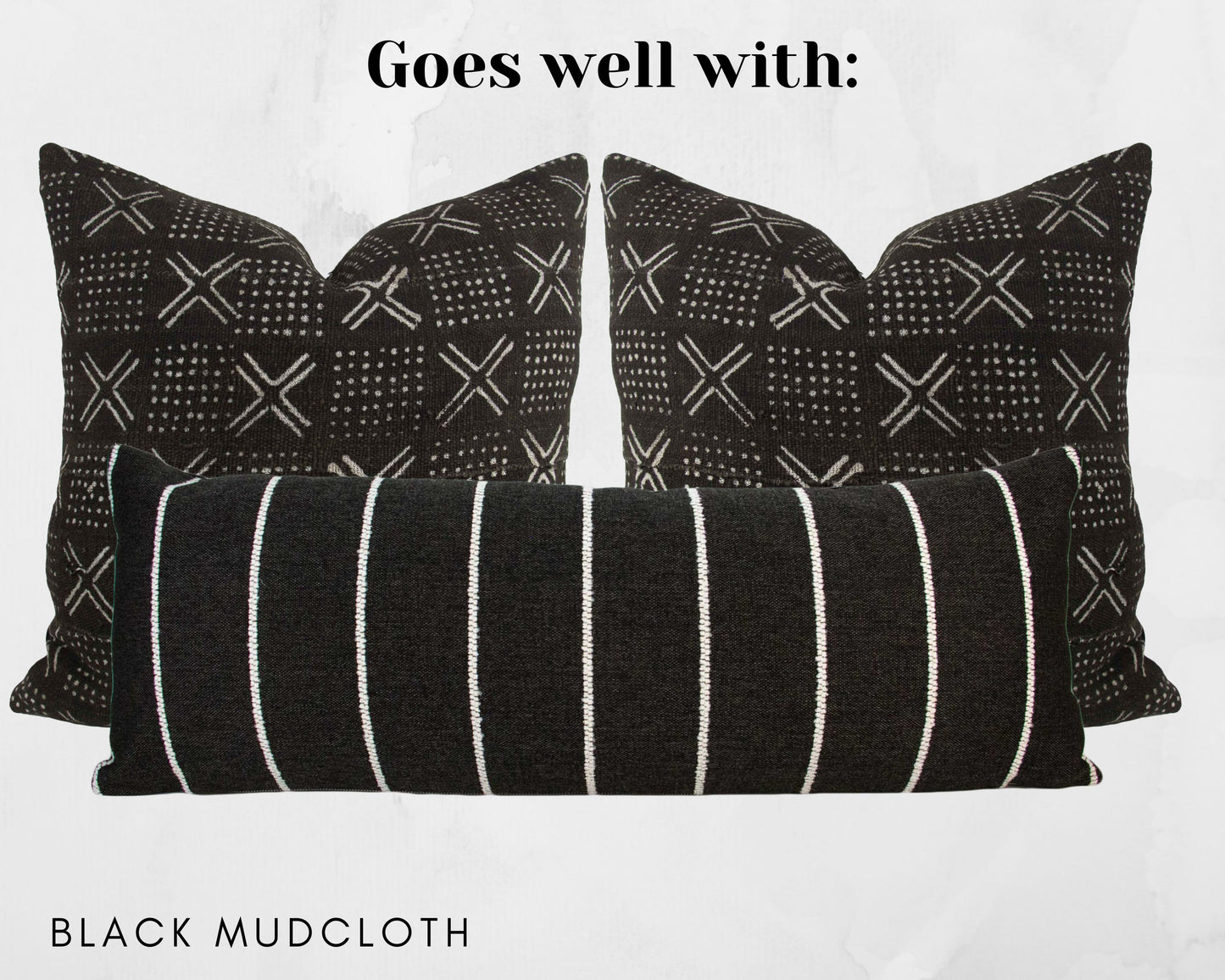 Black & White Rustic Stripe Pillow Cover, long lumbar