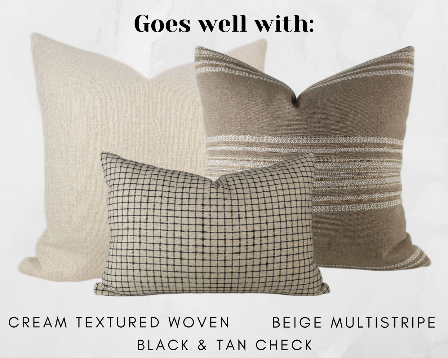 Beige Multi-Stripe Pillow Cover