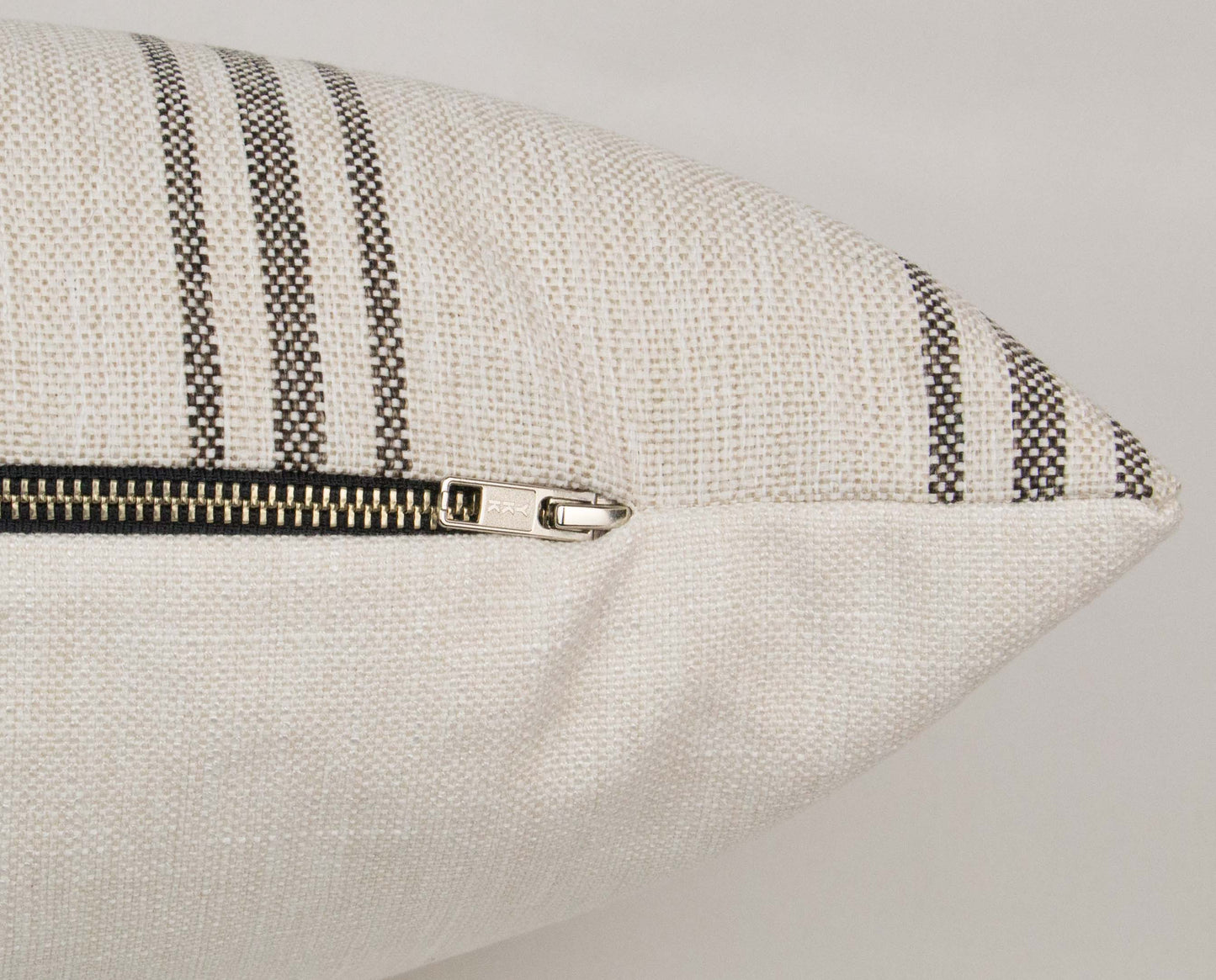 Cream & Black Farmhouse Stripe Long Lumbar Pillow Cover, 14x36"