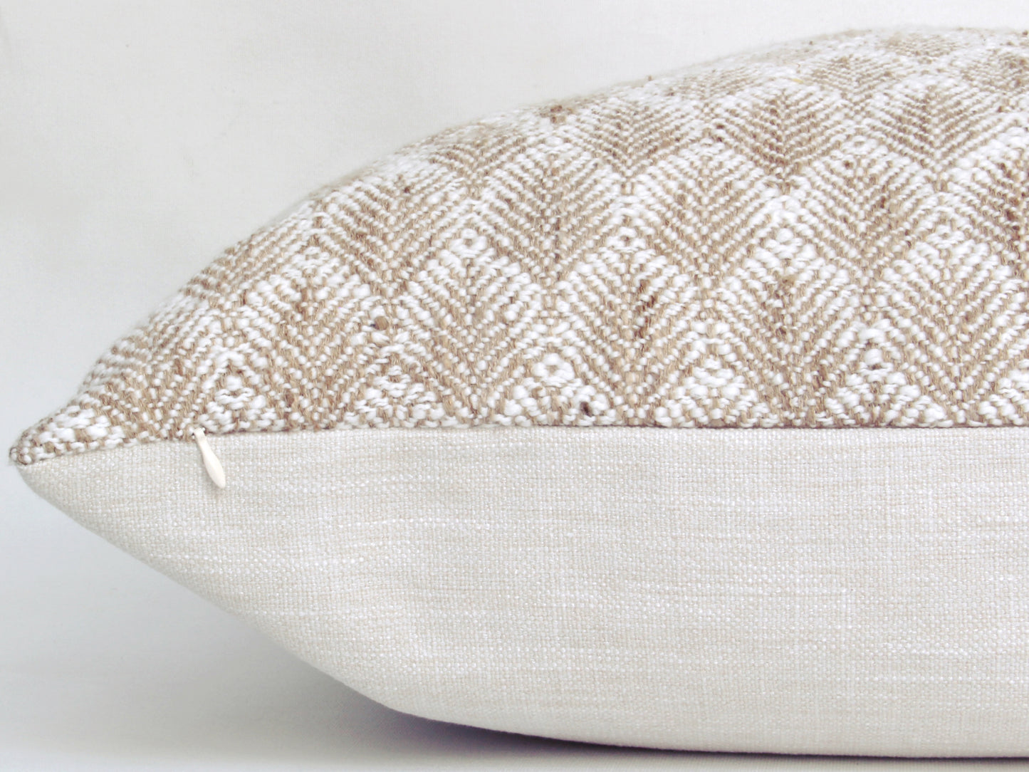 Beige, Tan & White Organic Leaf Pillow Cover