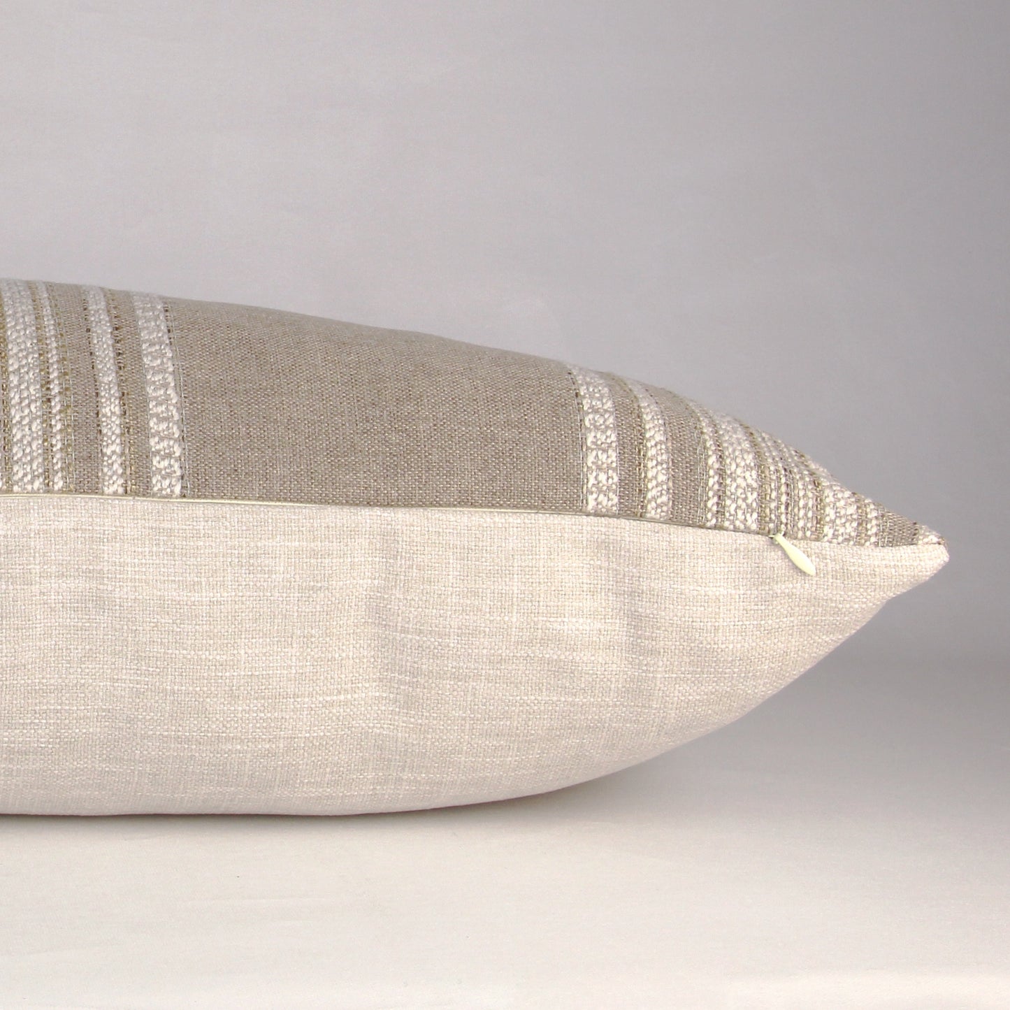 Beige Multi-Stripe Lumbar Pillow Cover