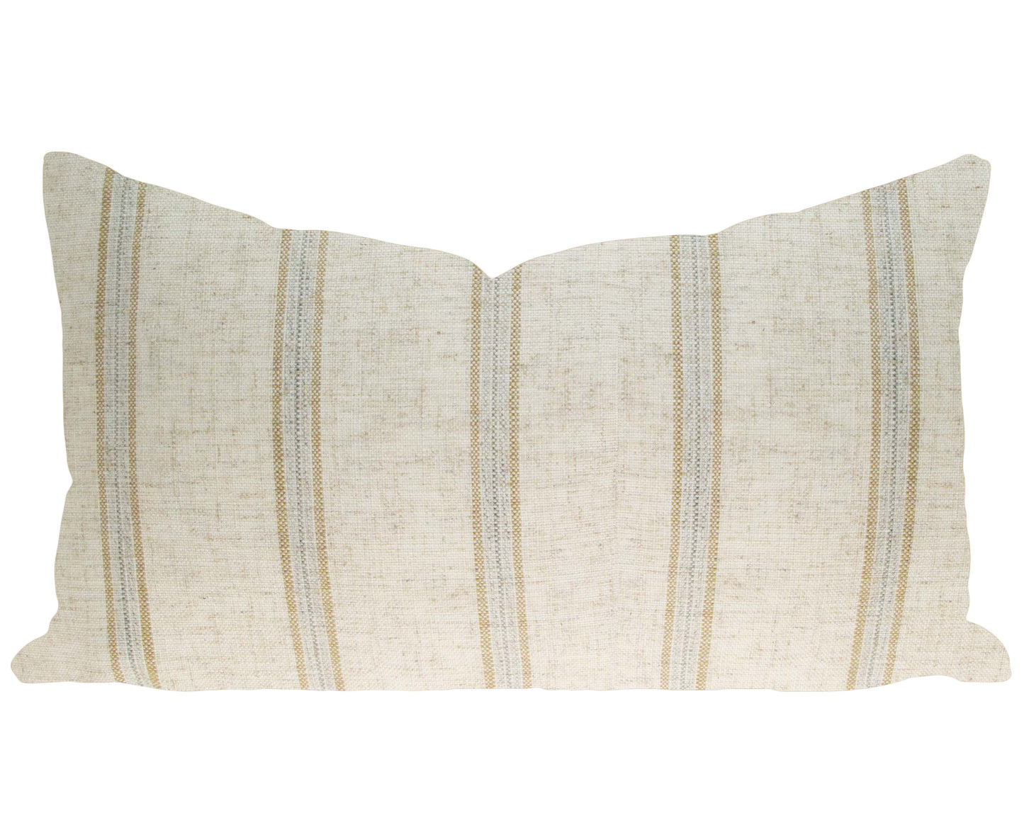 Oatmeal & Gold Striped Pillow Cover, 12x20" lumbar