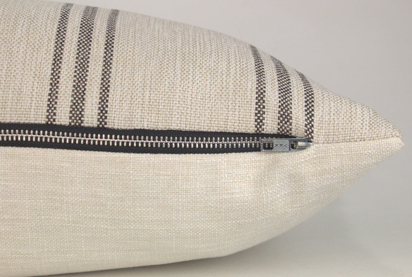 Cream & Black Farmhouse Stripe Lumbar Pillow Cover, 12x18" or 12x24"