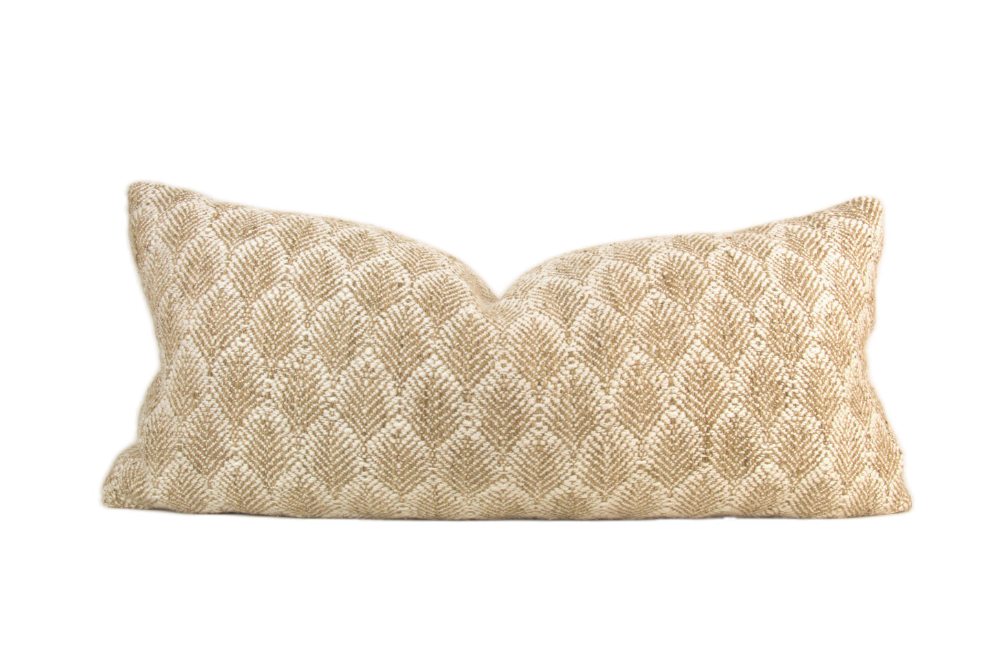 Beige, Tan & White Organic Leaf Pillow Cover, lumbar