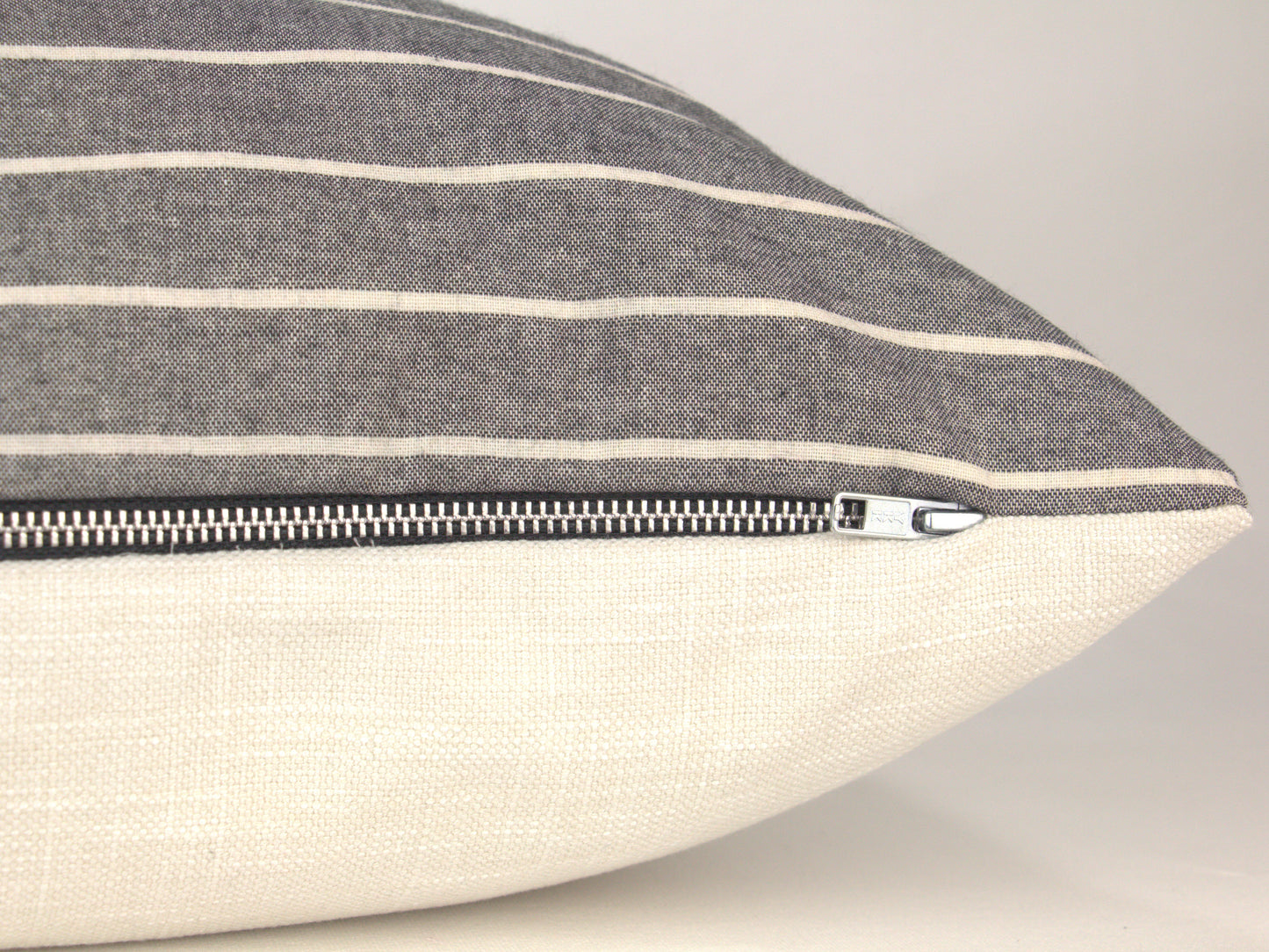 Grey & Cream Wide Stripe Pillow Cover