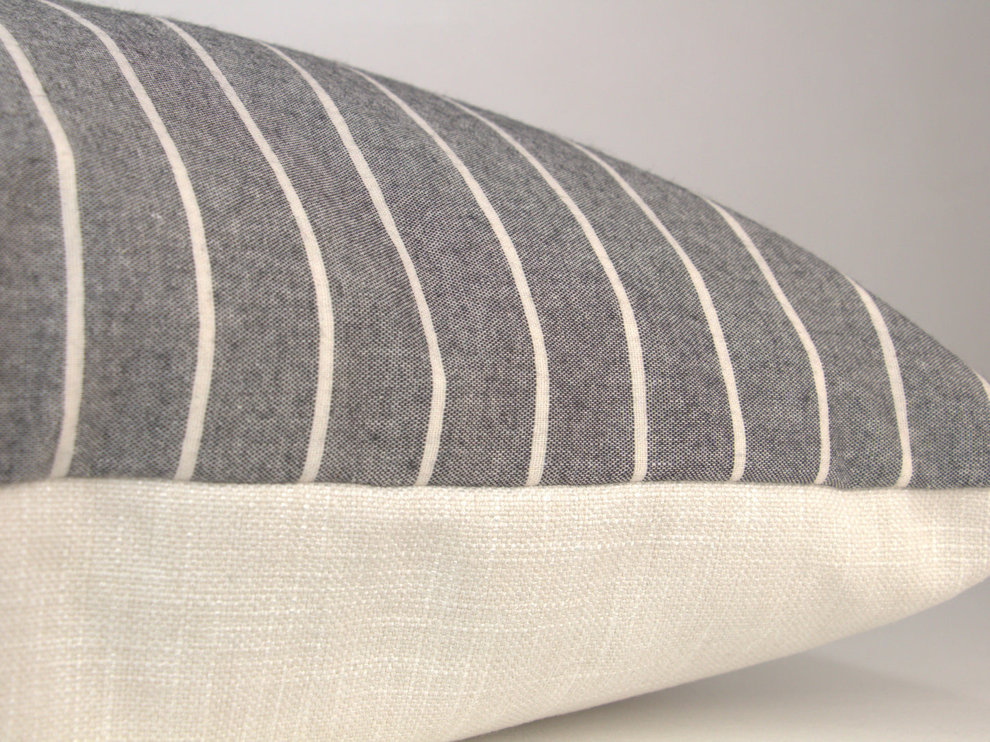 Grey & Cream Wide Stripe Pillow Cover