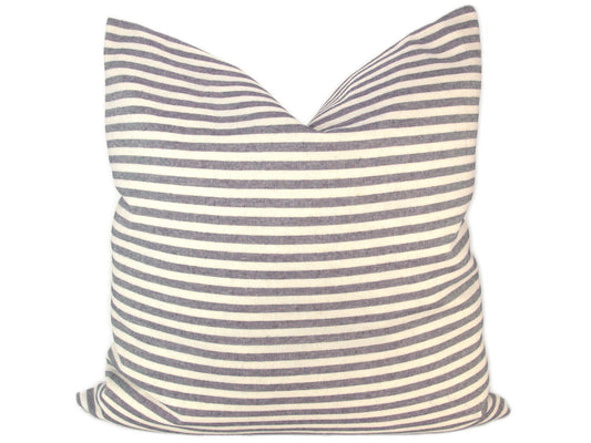 Grey & Cream Narrow Stripe Pillow Cover