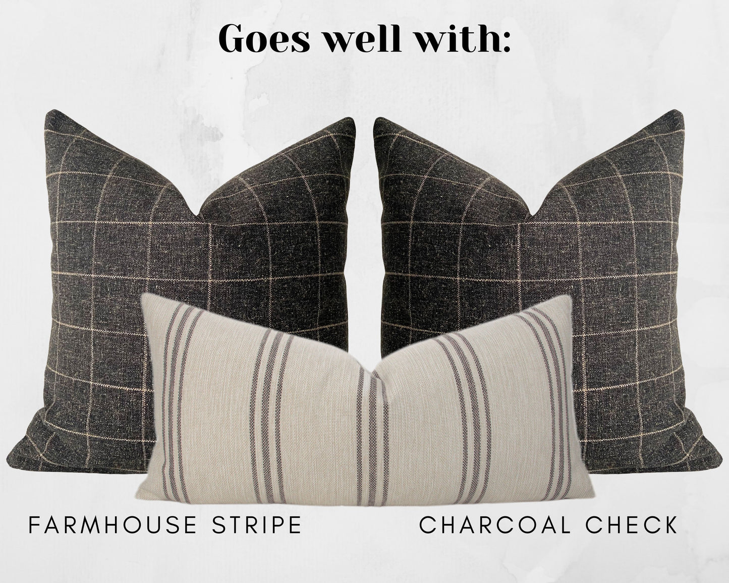 Cream & Black Farmhouse Stripe Lumbar Pillow Cover, 12x18" or 12x24"