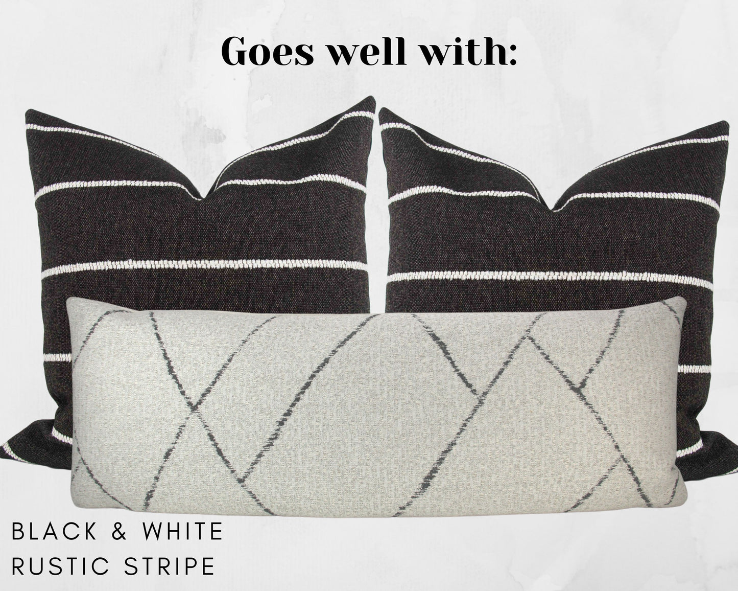 White & Black Moroccan Inspired Pillow Cover, 14x36" or 14x48" long lumbar