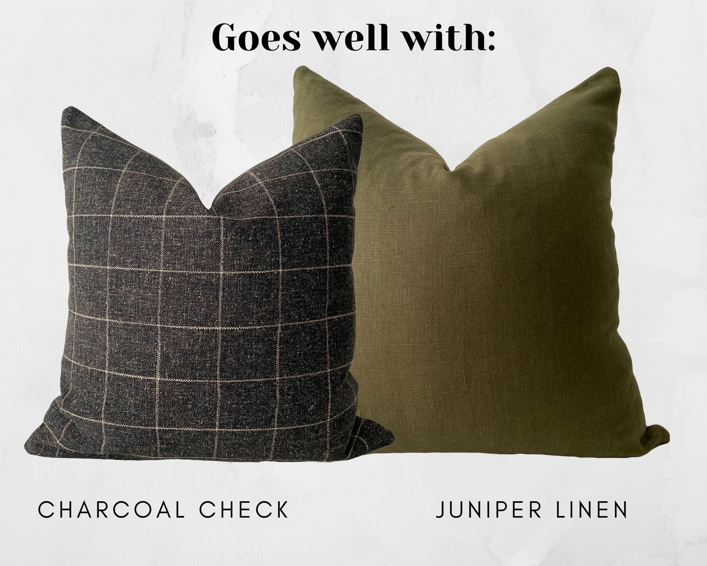 Charcoal Grey & Cream Check Pillow Cover