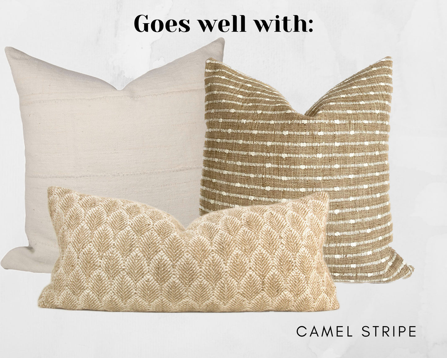 Beige, Tan & White Organic Leaf Pillow Cover, lumbar