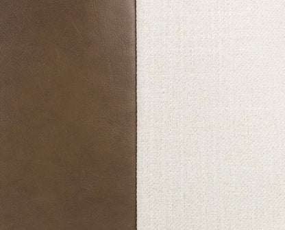 Faux Vegan Leather & Beige Color Block Stripe Pillow Cover, 20x20"