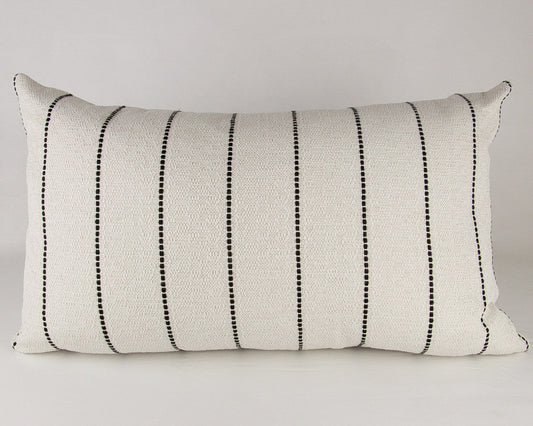 Cream & Black Striped Textured Pillow Cover, lumbar