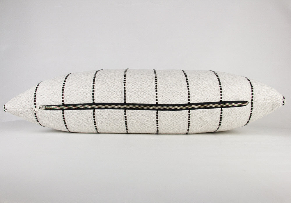 Cream & Black Striped Textured Pillow Cover