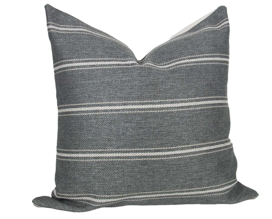 Grey Woven Striped Textured Pillow Cover, 20x20"