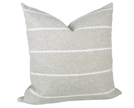 Sand & White Striped Textured Pillow Cover