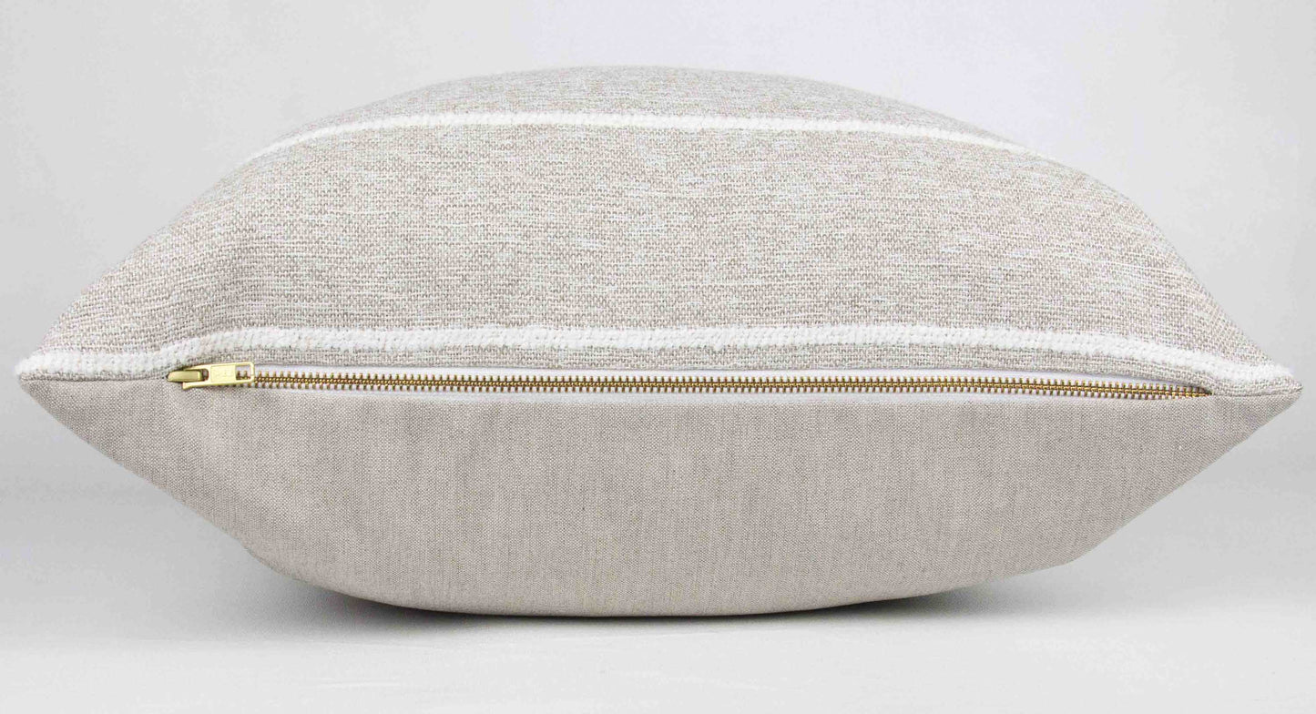 Sand & White Striped Textured Pillow Cover