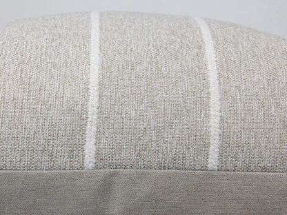 Sand & White Striped Textured Pillow Cover