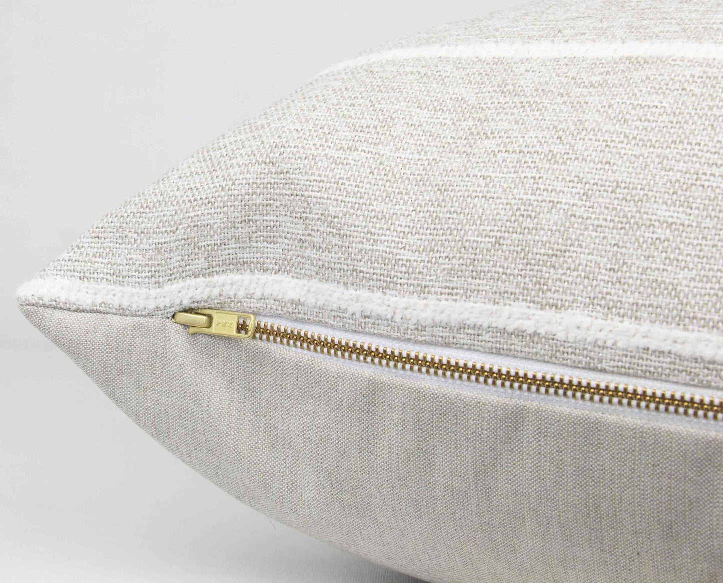 Sand & White Striped Textured Pillow Cover