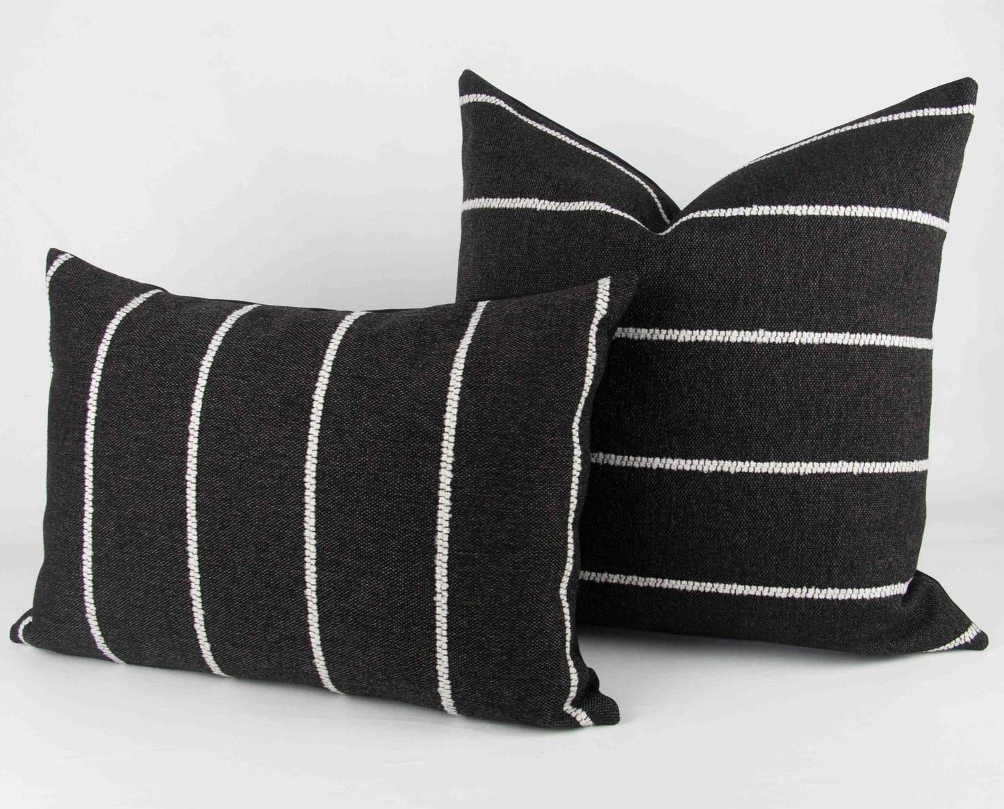 Black & White Rustic Stripe Pillow Cover, lumbar