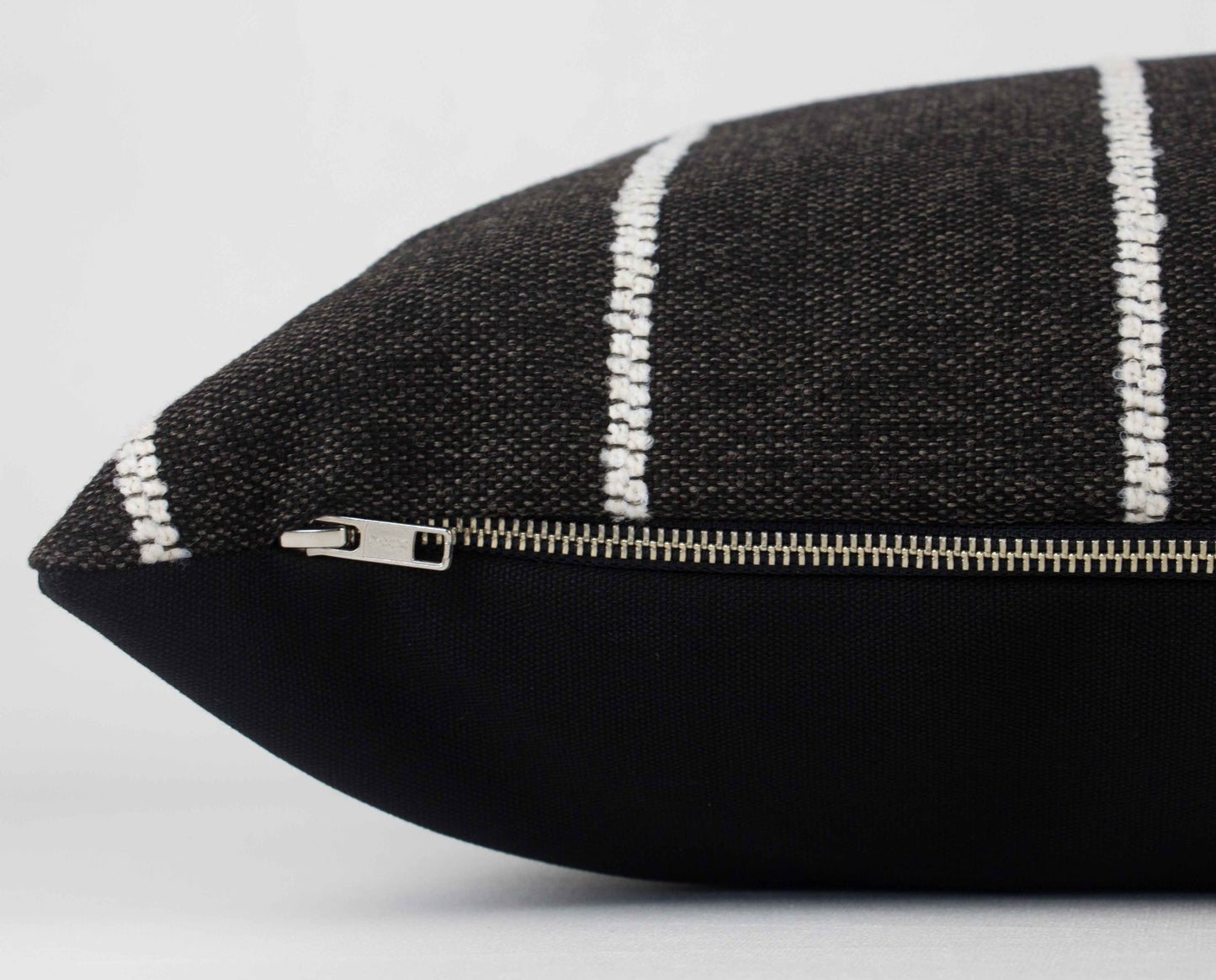 Black & White Rustic Stripe Pillow Cover, lumbar