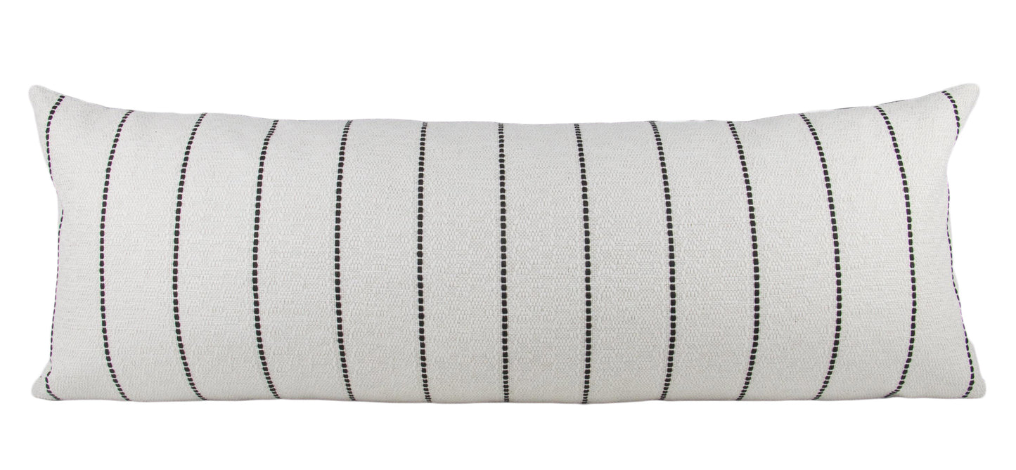 Cream & Black Striped Long Lumbar Pillow Cover with Black Back