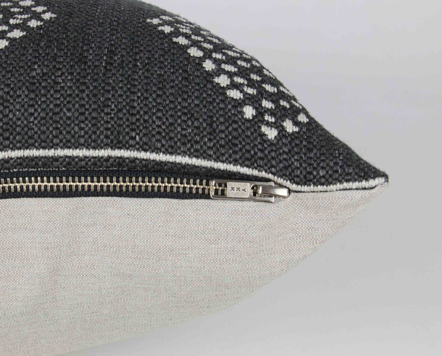 Charcoal Grey & Cream Tribal Pillow Cover, lumbar