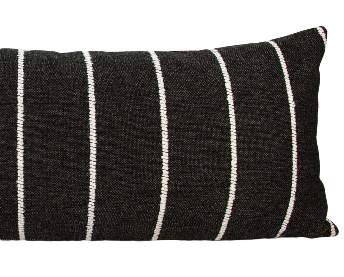 Black & White Rustic Stripe Pillow Cover, long lumbar