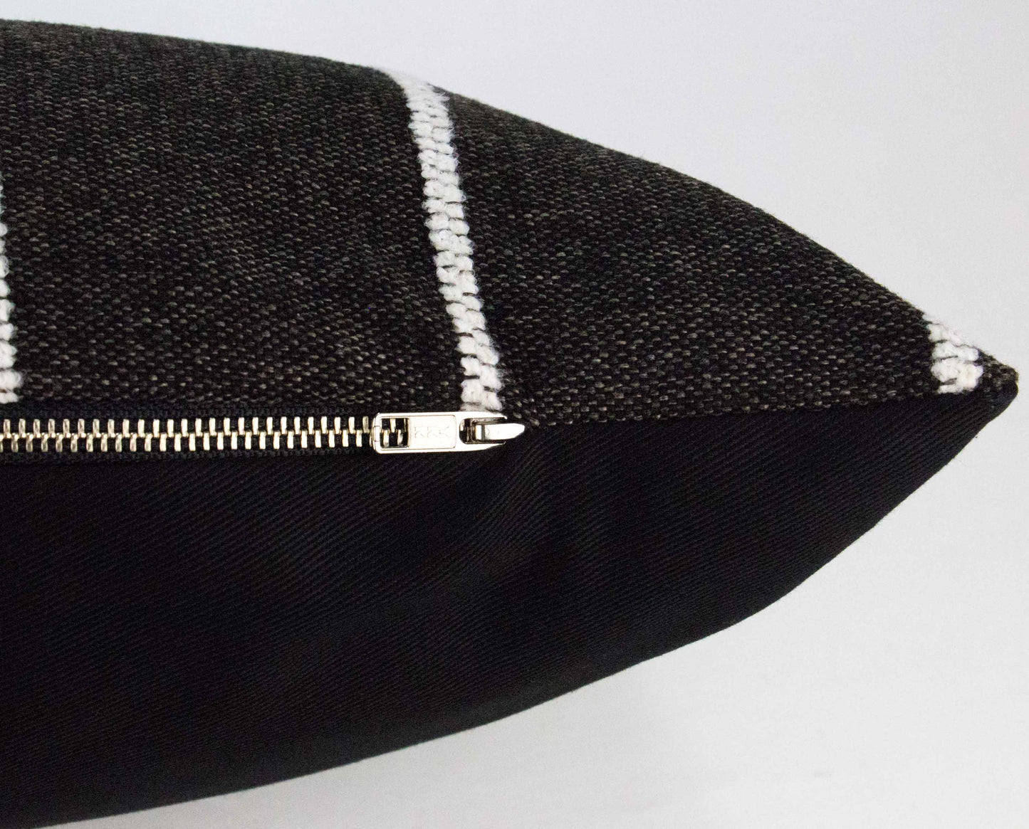 Black & White Rustic Stripe Pillow Cover, long lumbar