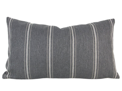 Grey Woven Striped Textured Pillow Cover, 12x20"