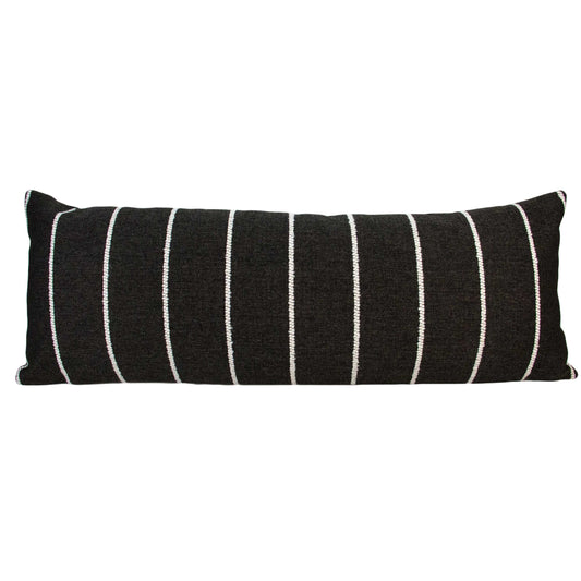 14x36" extra long lumbar pillow, black with vertical white stripes