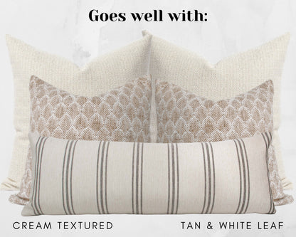 Cream & Black Farmhouse Stripe Long Lumbar Pillow Cover, 14x36"