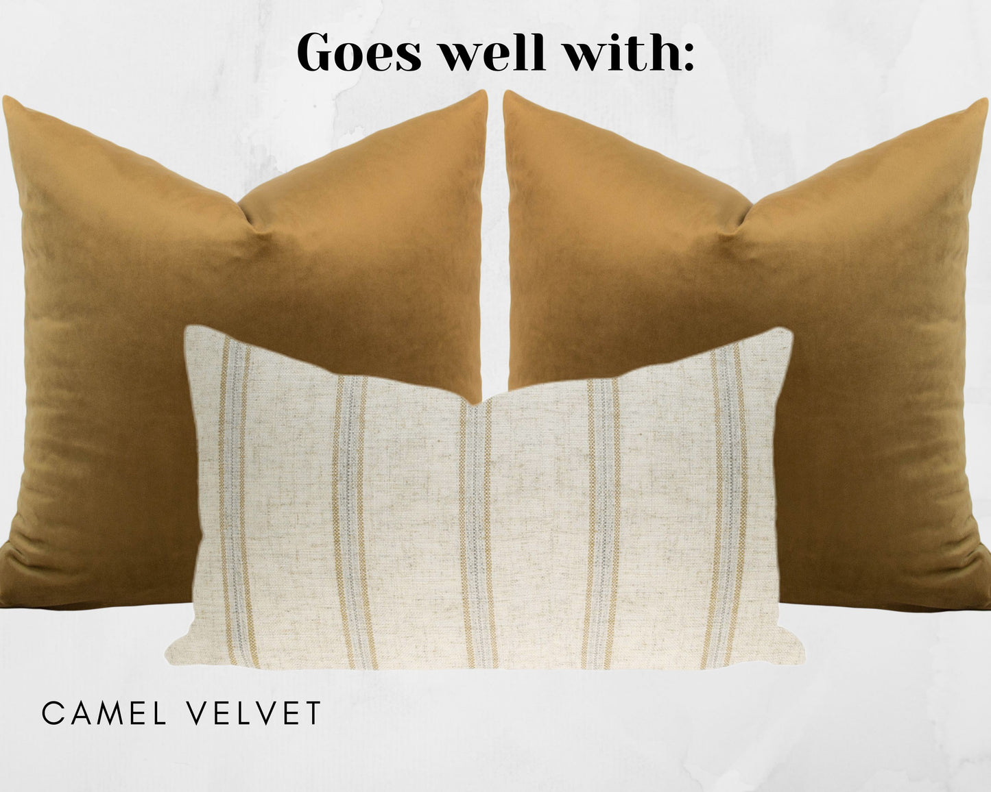 Oatmeal & Gold Striped Pillow Cover, 12x20" lumbar
