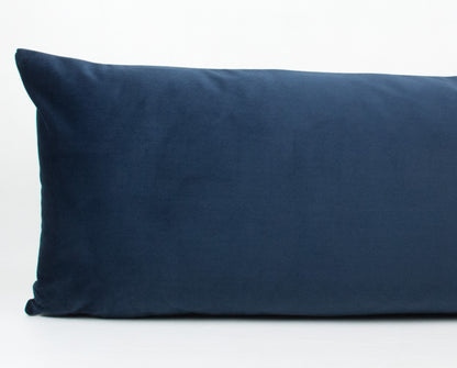 Slate Blue Velvet Long Lumbar Pillow Cover, 14x36"