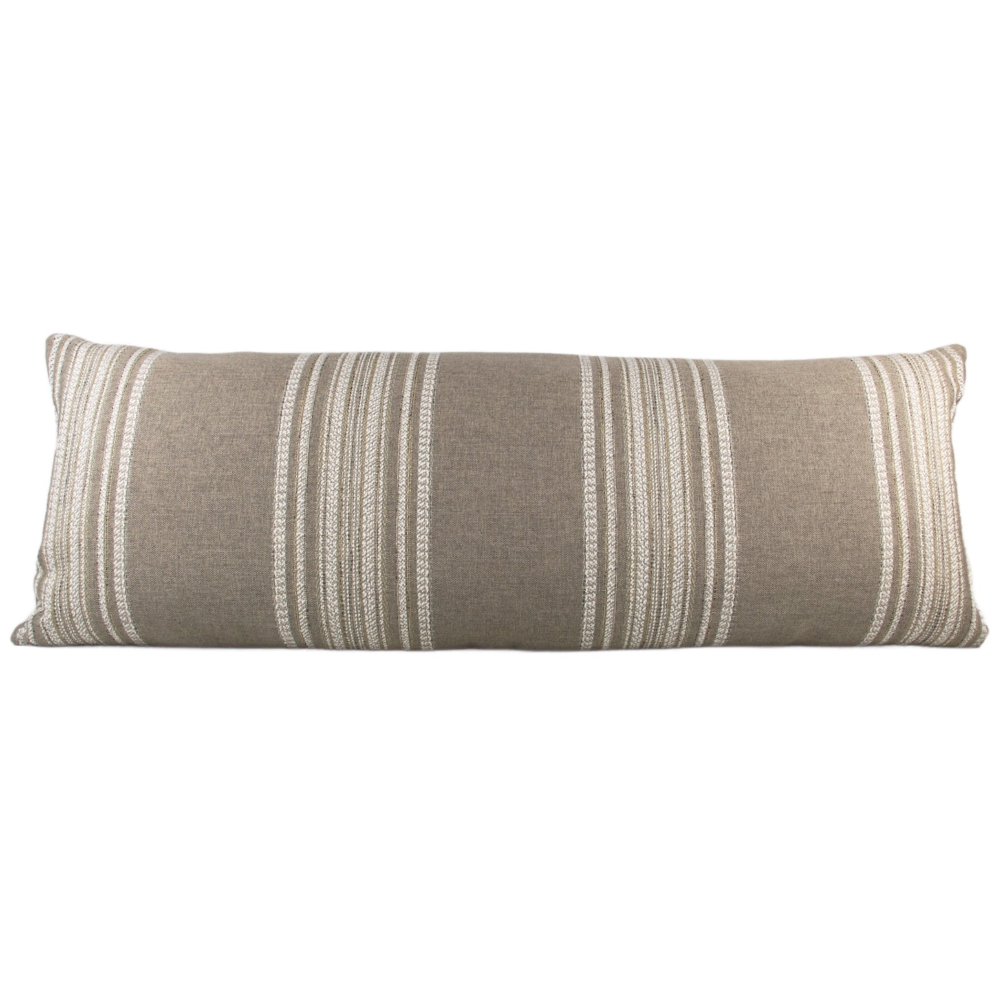 Beige Multi-Stripe Long Lumbar Pillow Cover, 14x36"