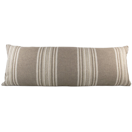 Beige Multi-Stripe Long Lumbar Pillow Cover, 14x36"
