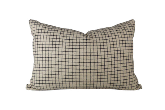 Black & Tan Check Lumbar Pillow Cover