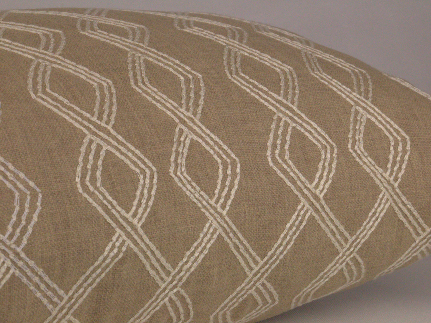 Beige Embroidered Lumbar Pillow Cover