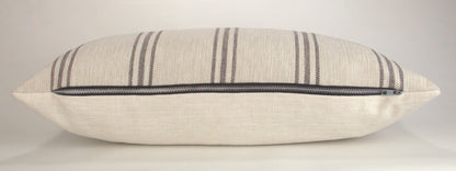 Cream & Black Farmhouse Stripe Lumbar Pillow Cover, 12x24"