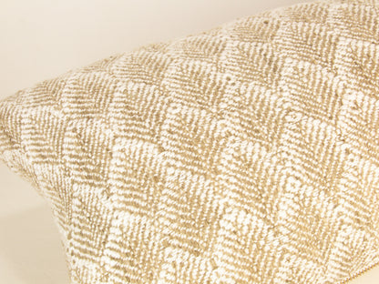 Beige, Tan & White Organic Leaf Pillow Cover, lumbar
