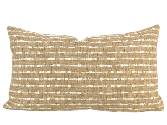 Camel Striped Pillow Cover, 12x20" lumbar